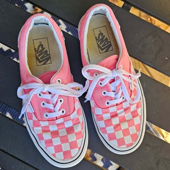White and Pink Checkered Vans womens sz 7.5 mens sz 6 - Picture 1 of 5